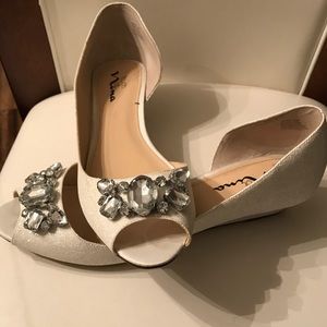 Touch of Nina Crystal Peep Toe Wedge